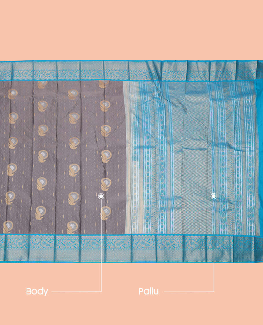 Grey Zari Border Budget Silk Saree