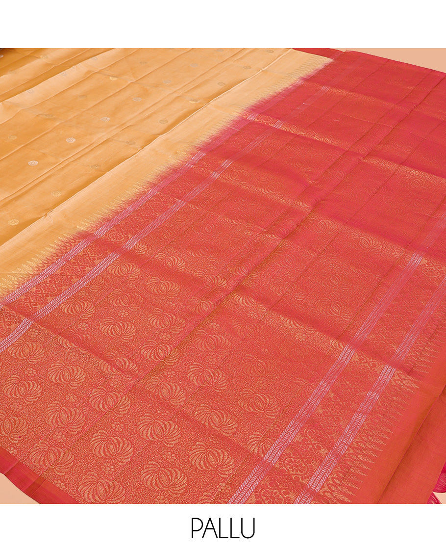 Orange Mayuri Lite Silk Mix Saree, Woven with Buttas All Over Its Body, Complemented by a Contrast Border, Pallu of Intricate Designs, and Paired with a Contrast Blouse