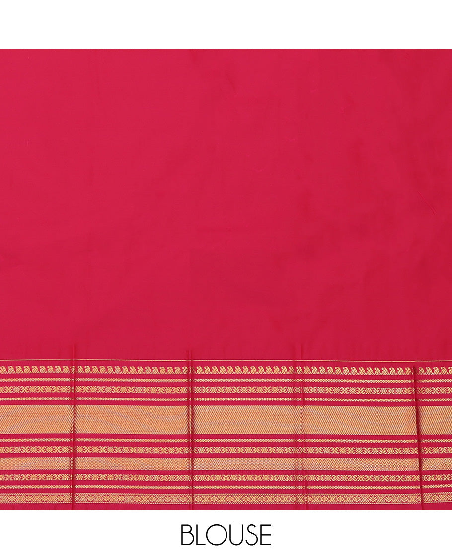 Orange Threaded Stripes Budget Silk Saree
