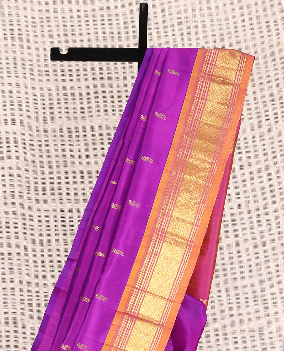 Purple Contrast Kanchipuram Silk Saree