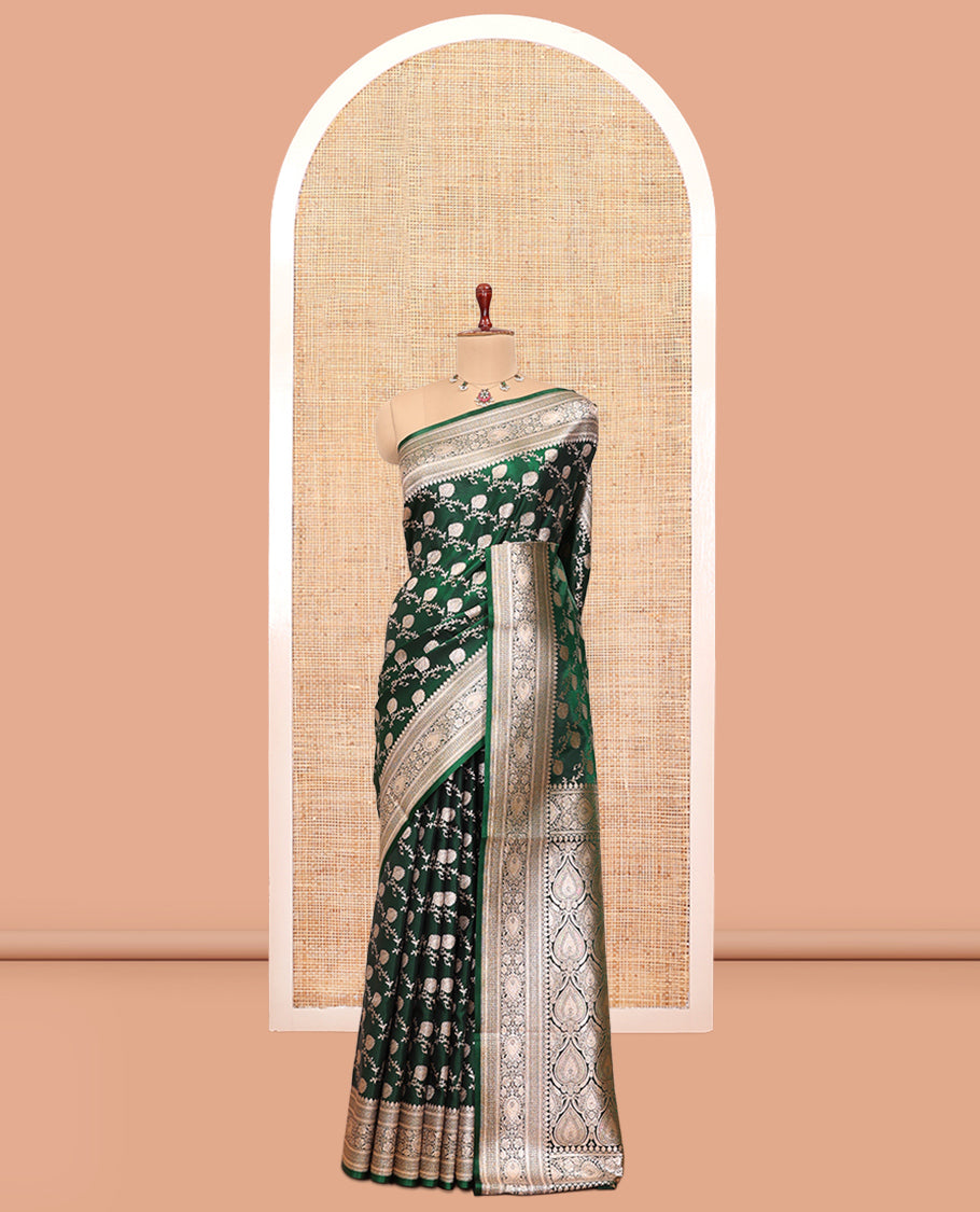 Green Semi-Banaras Nylon Saree