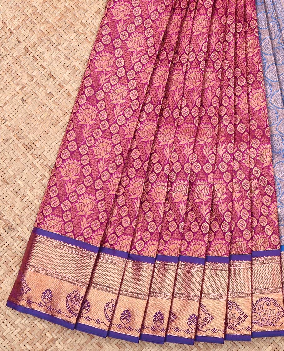 Purple Budget Silk Saree, Enriched with Jacquard Design, Complemented by a Contrast Traditional Zari Border, Grand Pallu, and a Contrast Blouse