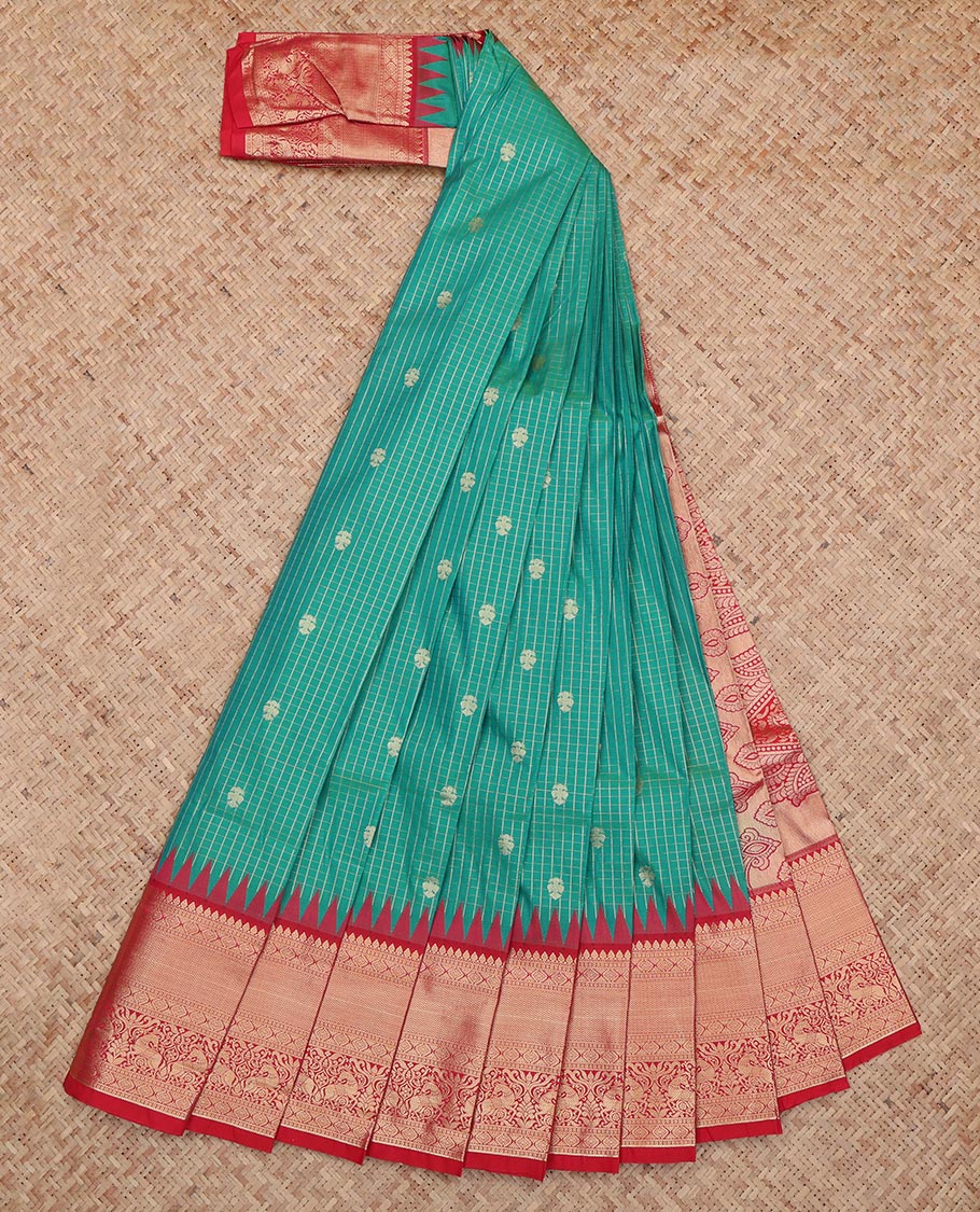 Green Bird Buttas Budget Silk Saree