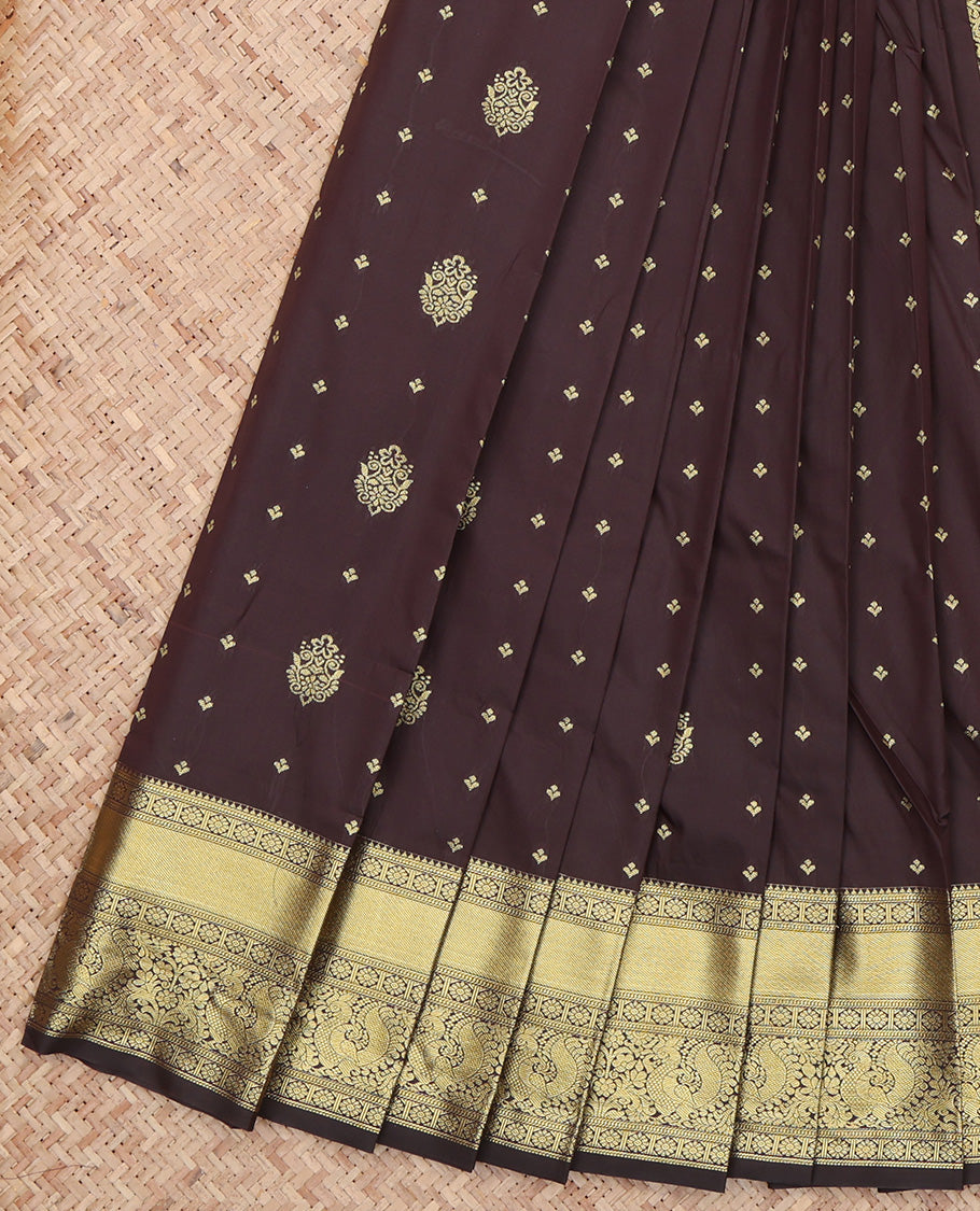 Brown Dotted Stripes Budget Silk Saree