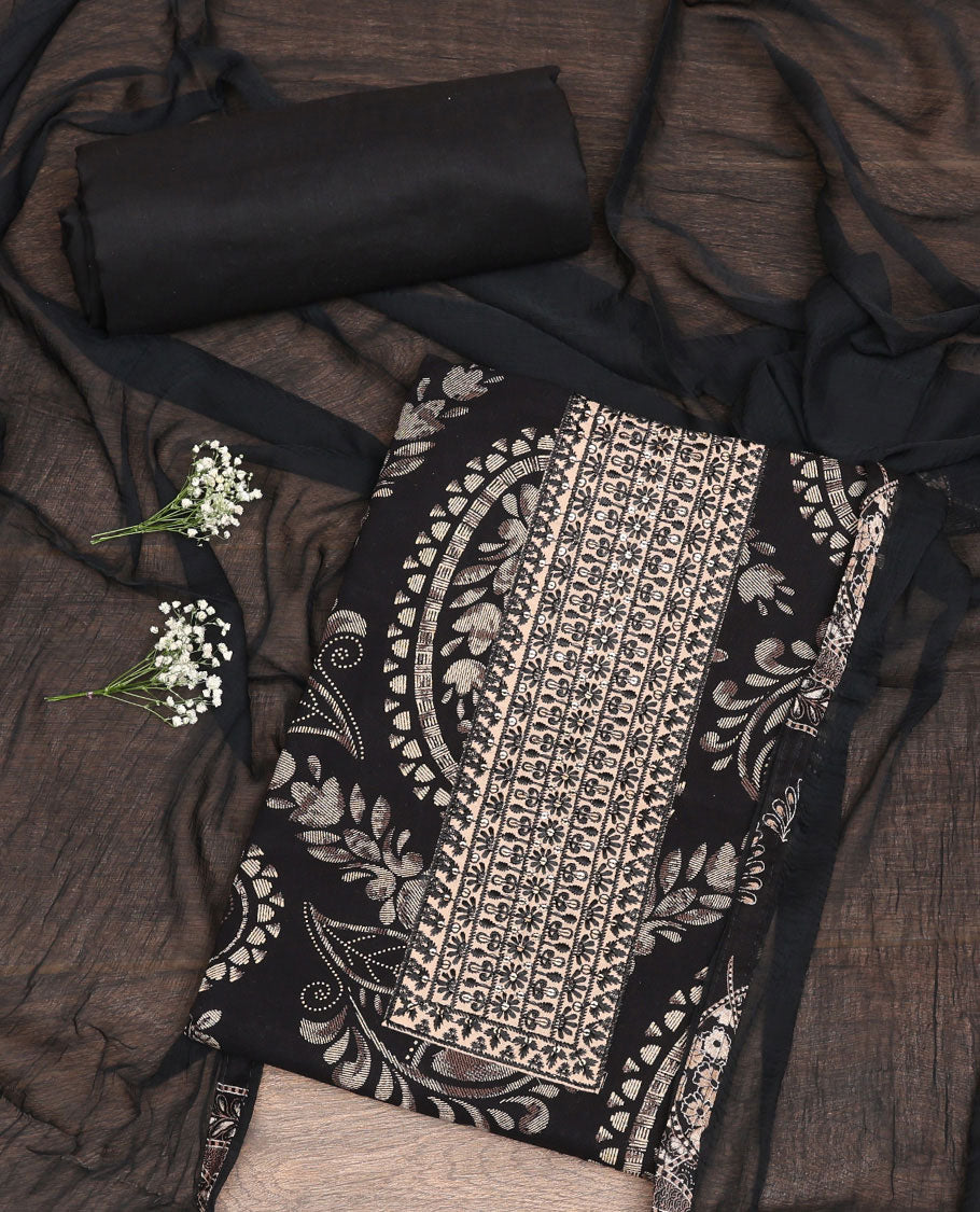 Black Rayon Paisley Material Chudidar Set