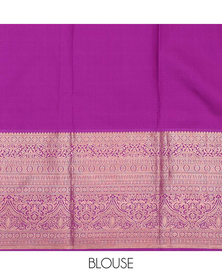 Green pure silk half-saree, jacquard with contrast traditional zari bordered skirt, contrast zari design blouse, and zari design dhavani