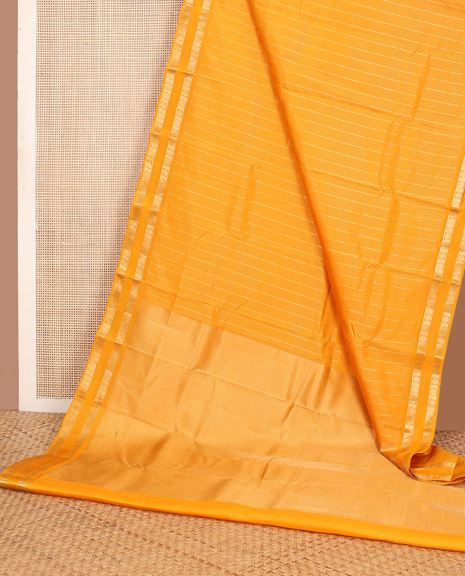 Mango yellow zari design vasundhara silk mix saree, rettai pettu border of chakram designs & intricately designed pallu