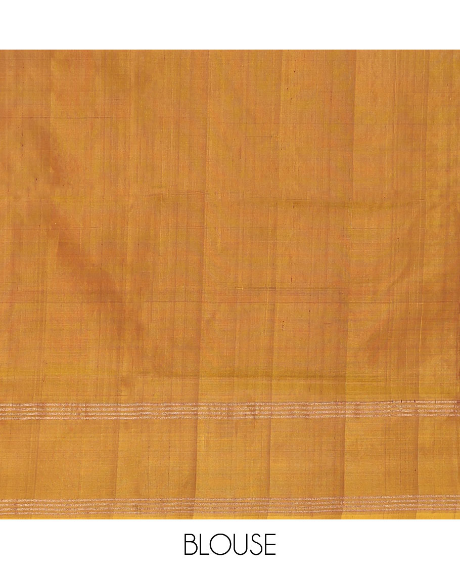 Maroon Uppada Silk Saree, Ornamented with Zari Buttas All Over Its Body, Complemented by Contrast Zari Border of Floral Designs, Pallu Steeped with Floral Designs, and Paired with a Contrast Blouse