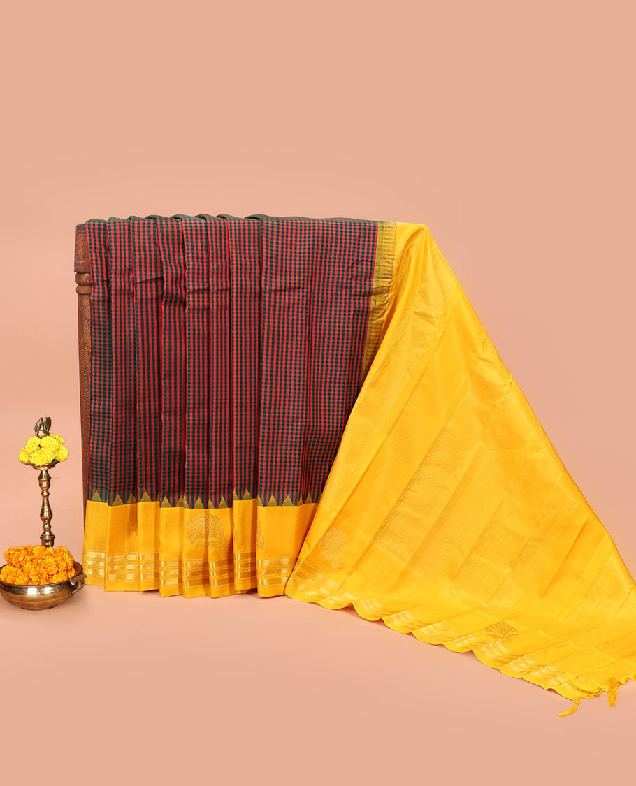 Red Gadwal Silk Saree