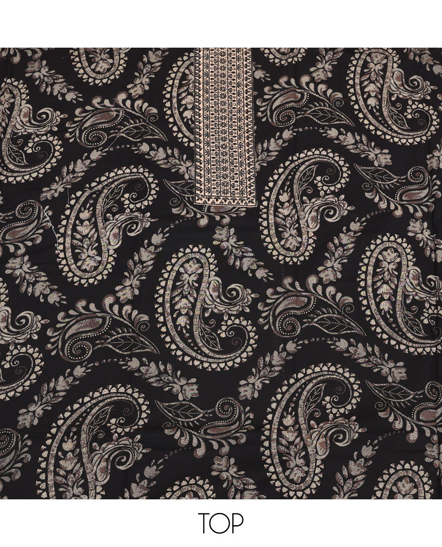 Black Rayon Paisley Material Chudidar Set