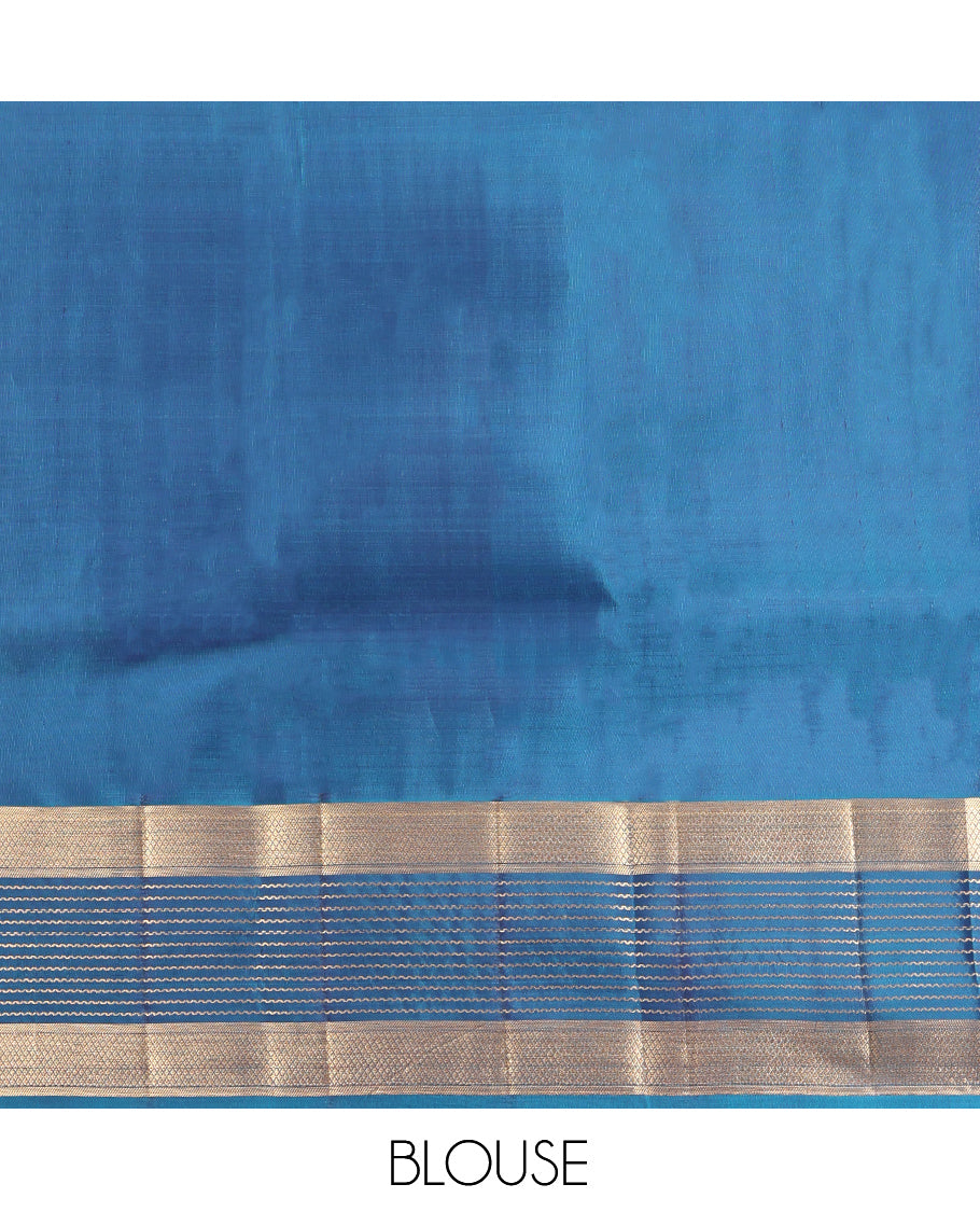 Light Violet Vasundhara Lite-Silk Mix Saree, Sparsely Woven with Buttas, Contrast Border of Neli, and Mayil Kann Design, Grand Pallu, and a Contrast Blouse