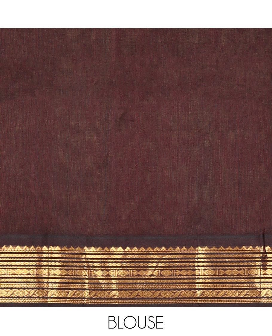 Green Zari Checked Kuppadam Silk Saree, a Contrast Traditional Zari Border, Grand Pallu, a Contrast Blouse