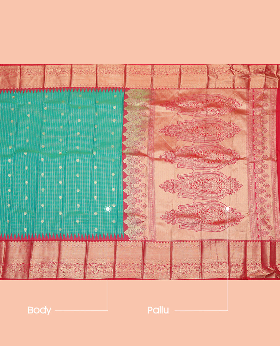 Green Bird Buttas Budget Silk Saree