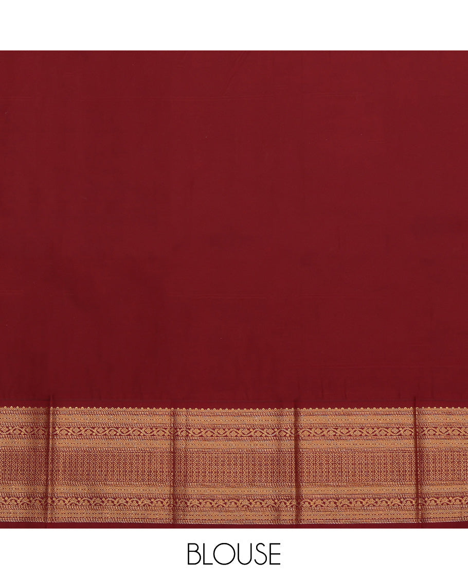 Sandal Budget Silk Saree, Sparsely Woven with Zari Buttas, a Contrast Traditional Zari Border, Intricate Pallu, and a Contrast Blouse