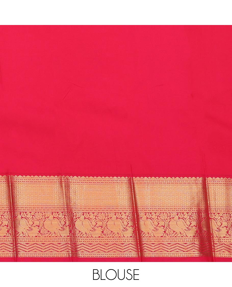 Blue Budget Silk Saree, Gleamed Up with Zari Buttas, Complemented by Contrast Traditional Zari Border, Grand Pallu, and Contrast Blouse