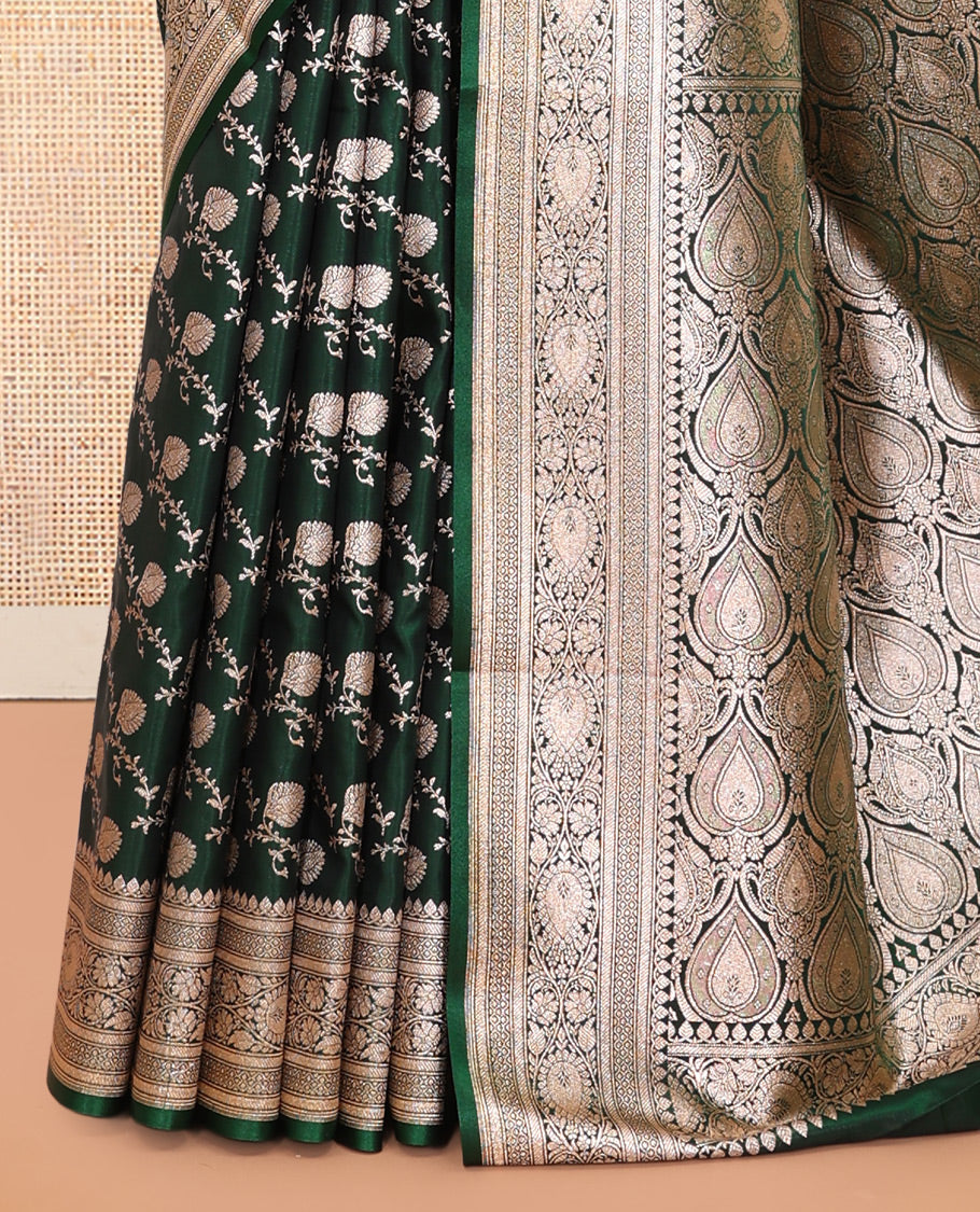 Green Semi-Banaras Nylon Saree