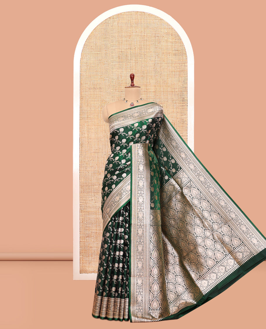 Green Semi-Banaras Nylon Saree