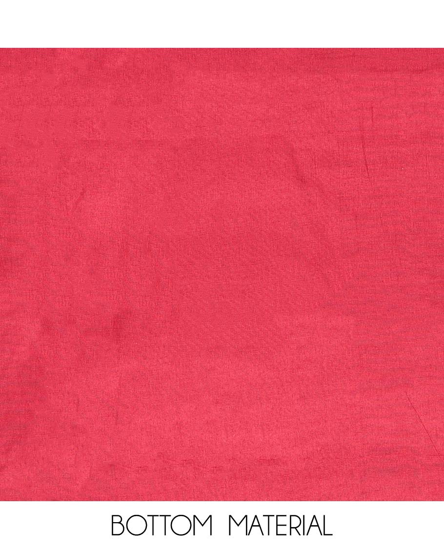 Red chudidhar material set floral embroidered top, plain bottom & floral embroidered dupatta