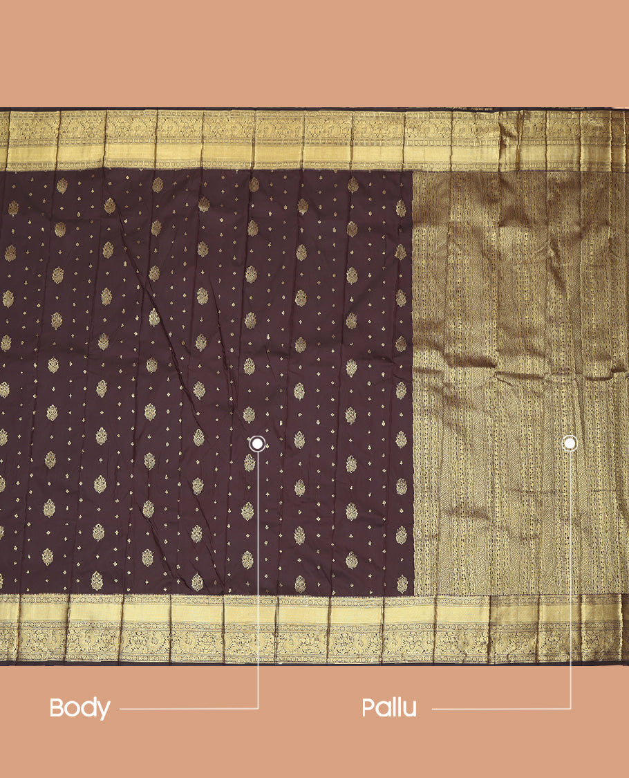 Brown Dotted Stripes Budget Silk Saree