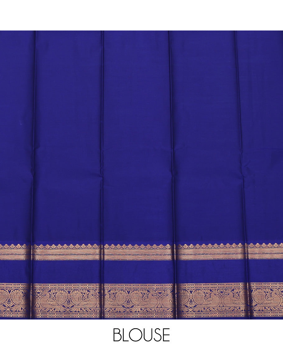 Beige Budget Silk Saree, Subtly Sparkled with Zari Buttas All Over Its Body, Complemented by a Contrast Traditional Zari Design Rettai Pettu Border, Grand Pallu, and Paired with a Contrast Blouse