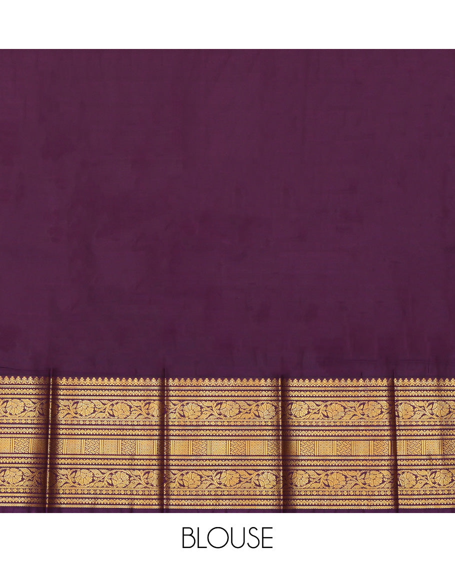 Red Budget Silk Saree, Enthralled with Zari Buttas, Complemented by Contrast Traditional Zari Border, a Jaal Pallu and a Contrast Blouse