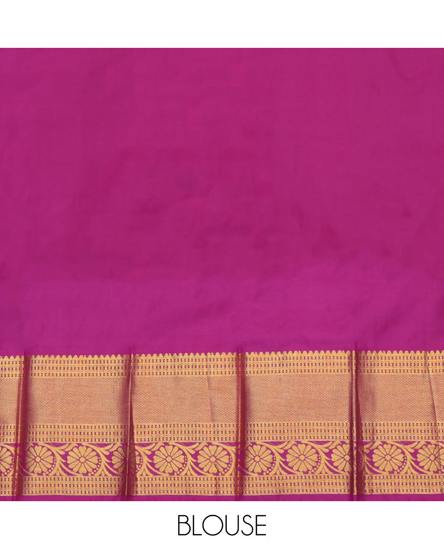Navy Blue Budget Silk Saree, Elevated with Zari Buttas Enclosed Checks, a Contrast Traditional Zari Border, Grand Pallu, and a Contrast Blouse