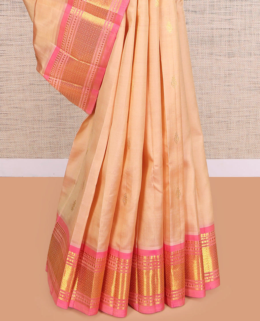 Peach Woven Kanchipuram Silk Saree