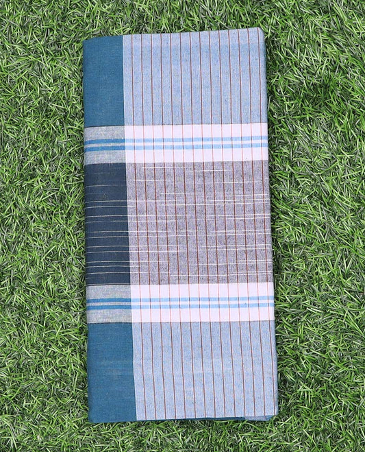 Multi-color vertical and horizontal striped cotton cozy lungi