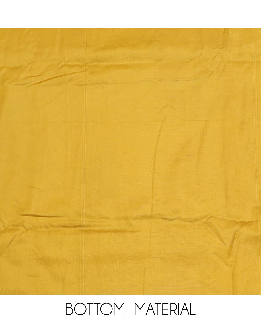 Yellow material chudidar set, floral theme thread and stone embroidered top, plain bottom and scallop floral embroidered dupatta