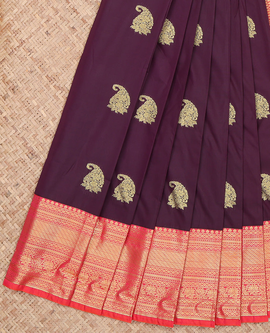 Wine Paisley Butta Budget Silk Saree