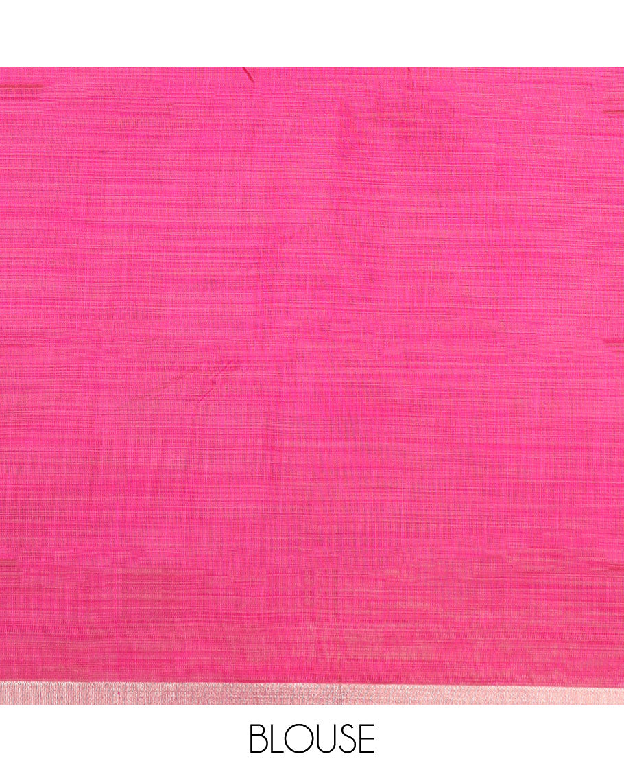 Green floral vine and Pichwai cow printed chirala cotton saree, plain border, and contrast floral printed pallu