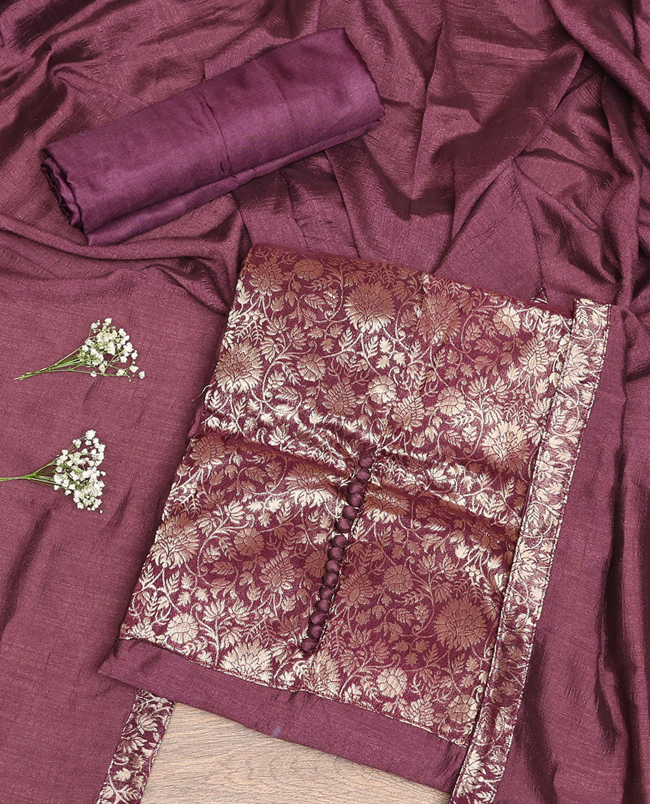 Brown Vichitra Silk Material Chudidar Set