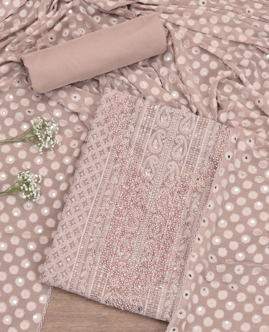 Pale Brown Georgette Material Chudidar Set