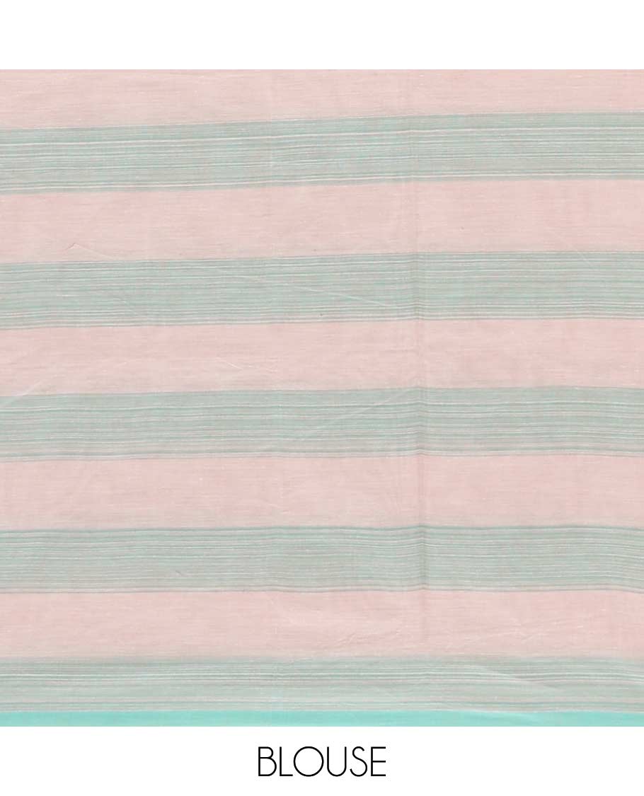 Borderless multi-color checked and chakram buttas Coimbatore cotton saree, pallu steeped with circular motifs