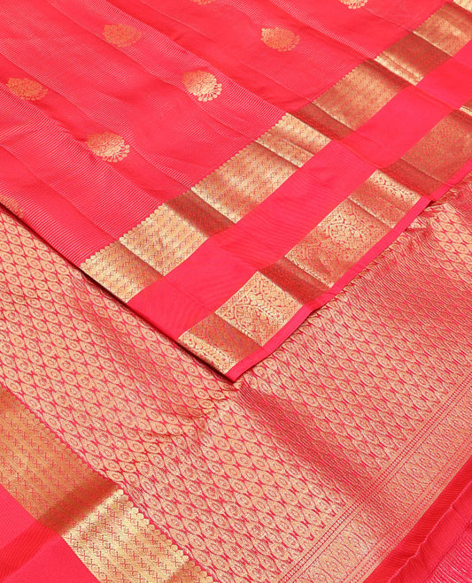 Pink stripes & zari buttas Vasundhara silk mix saree, traditional zari rettai pettu border & spade-shaped buttas pallu