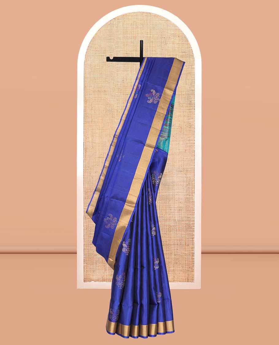 Blue Mayuri Lite Silk Mix Saree
