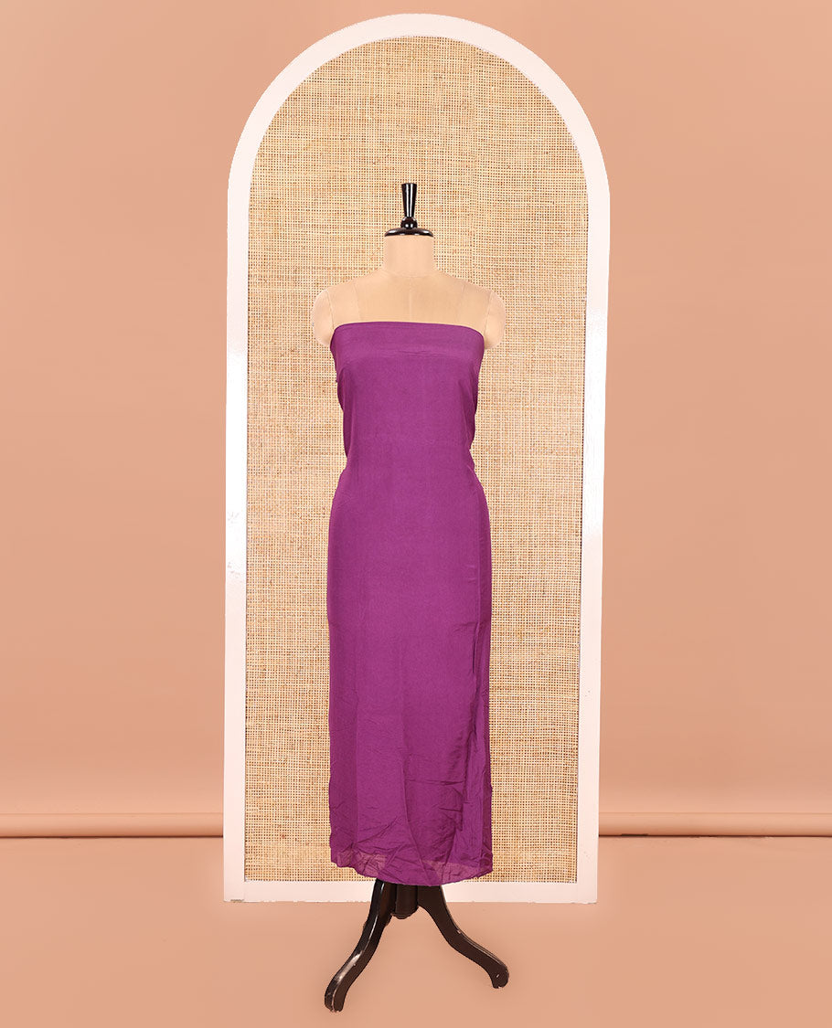 Purple Semi Silk Material Churidar Set, Subtly Made Plain Top, a Plain Santoon Bottom, and Is Paired with a Dual-Colored Bandhani Motifs Semi Silk Dupatta