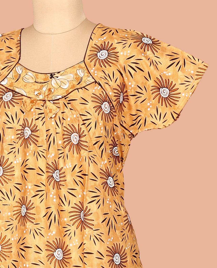 Yellow Cotton-Blended Nighty