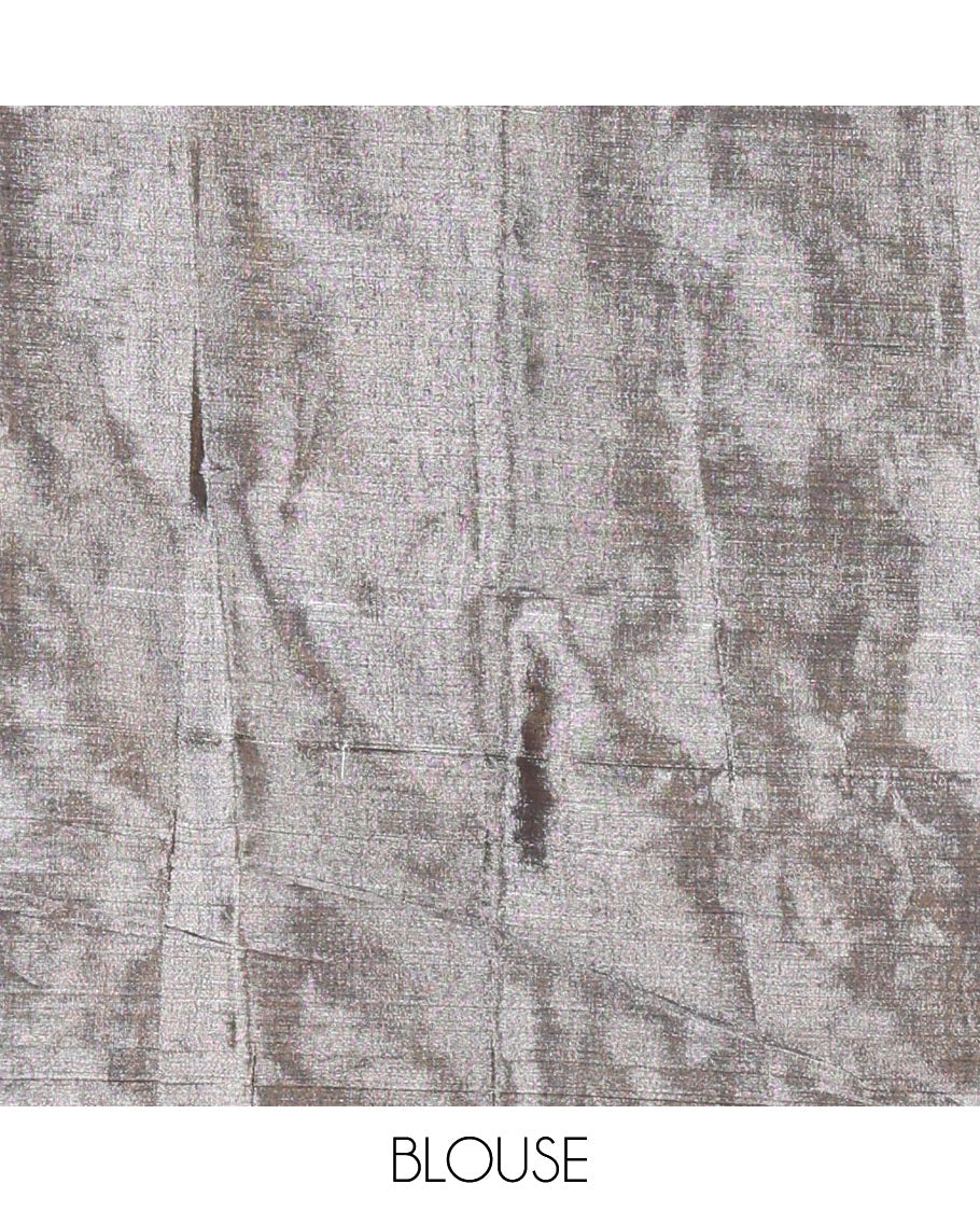 Silver and violet half-and-half plain khadi tissue saree with a self-pallu and a matching blouse