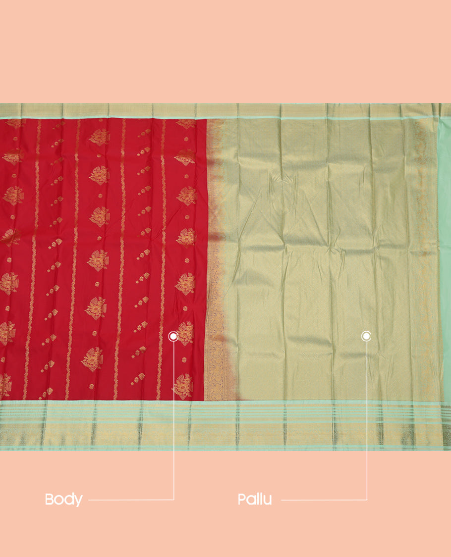 Red Zari Design Budget Silk Saree