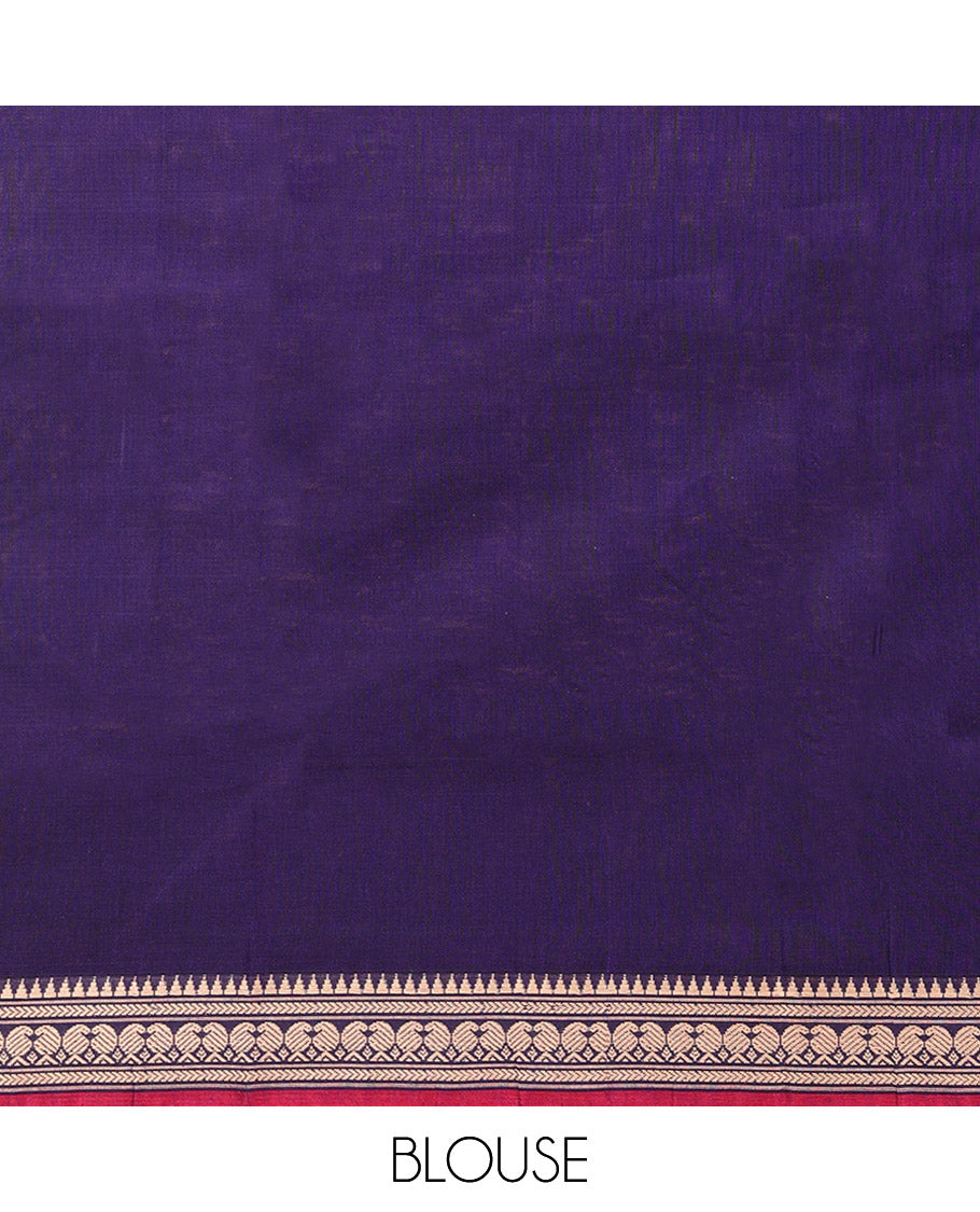 Blue Plain Narayanpet Cotton Saree, Complemented by a Contrast Traditional Thread Border, Vibrant Pallu, and Paired with a Matching Blouse