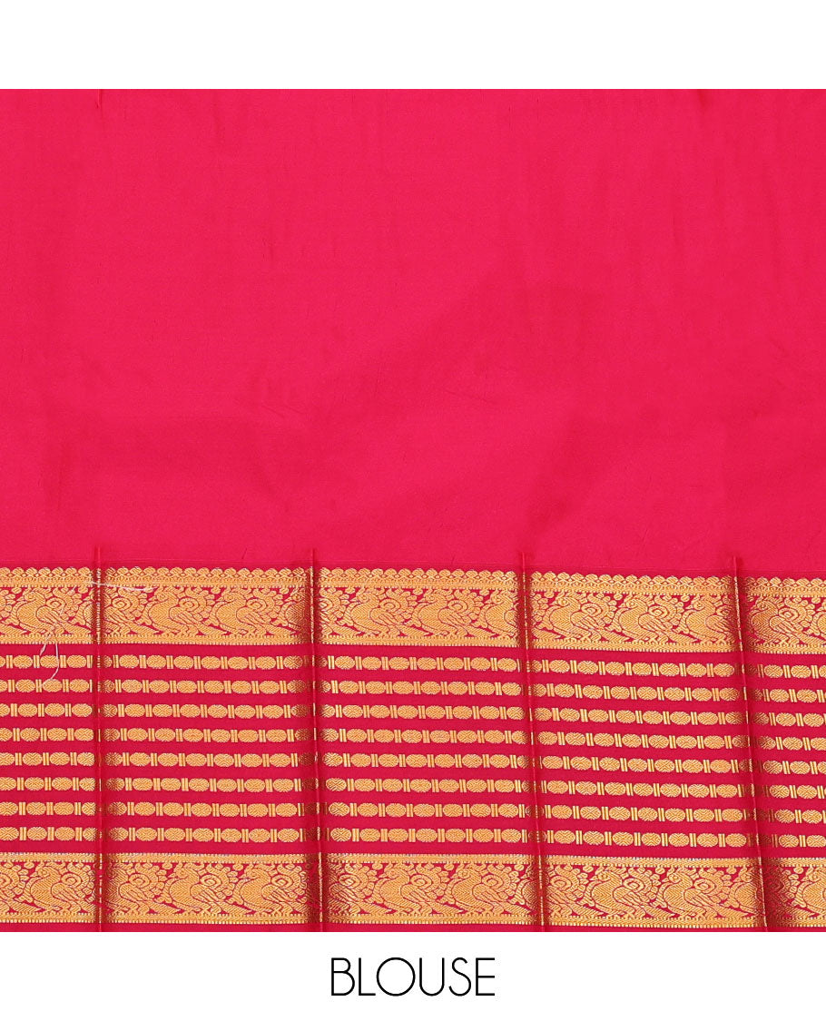 Yellow Budget Silk Saree, Sparsely Woven with Zari Buttas, Contrast Traditional Zari Border, Grand Pallu, and a Contrast Blouse