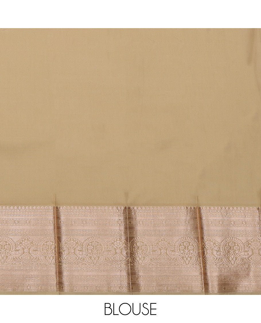 Red Budget Silk Saree, Beautified with Zari Buttas All Over Its Body, Complemented by a Contrast Traditional Zari Design Border, Sparsely Woven Pallu, and Paired with a Contrast Blouse