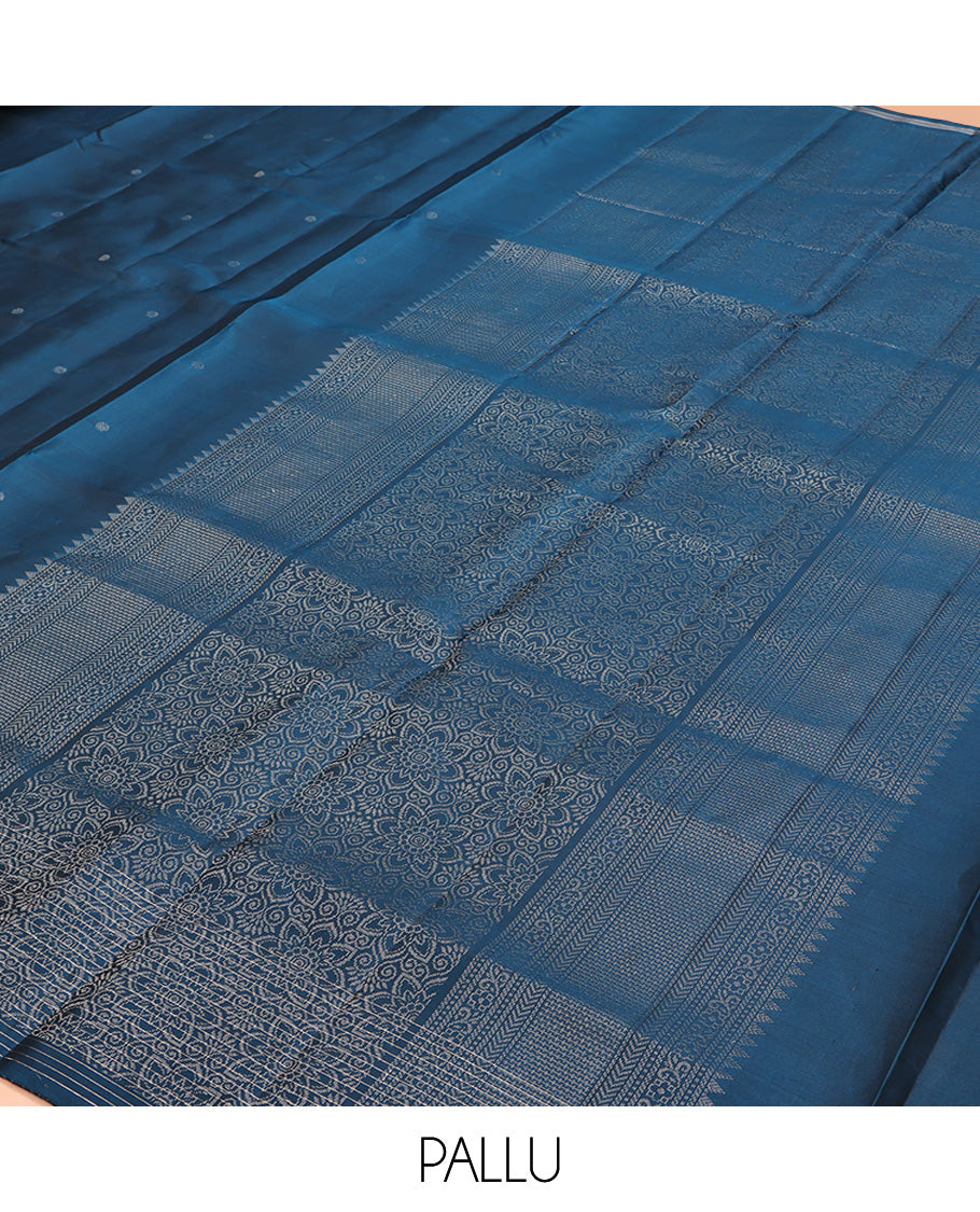 Blue Mayuri Lite Silk Mix Saree, Crafted with Buttas All Over Its Body, Highlighted by a Zari Checked Border, Pallu of Flower Designs, and Paired with a Matching Blouse