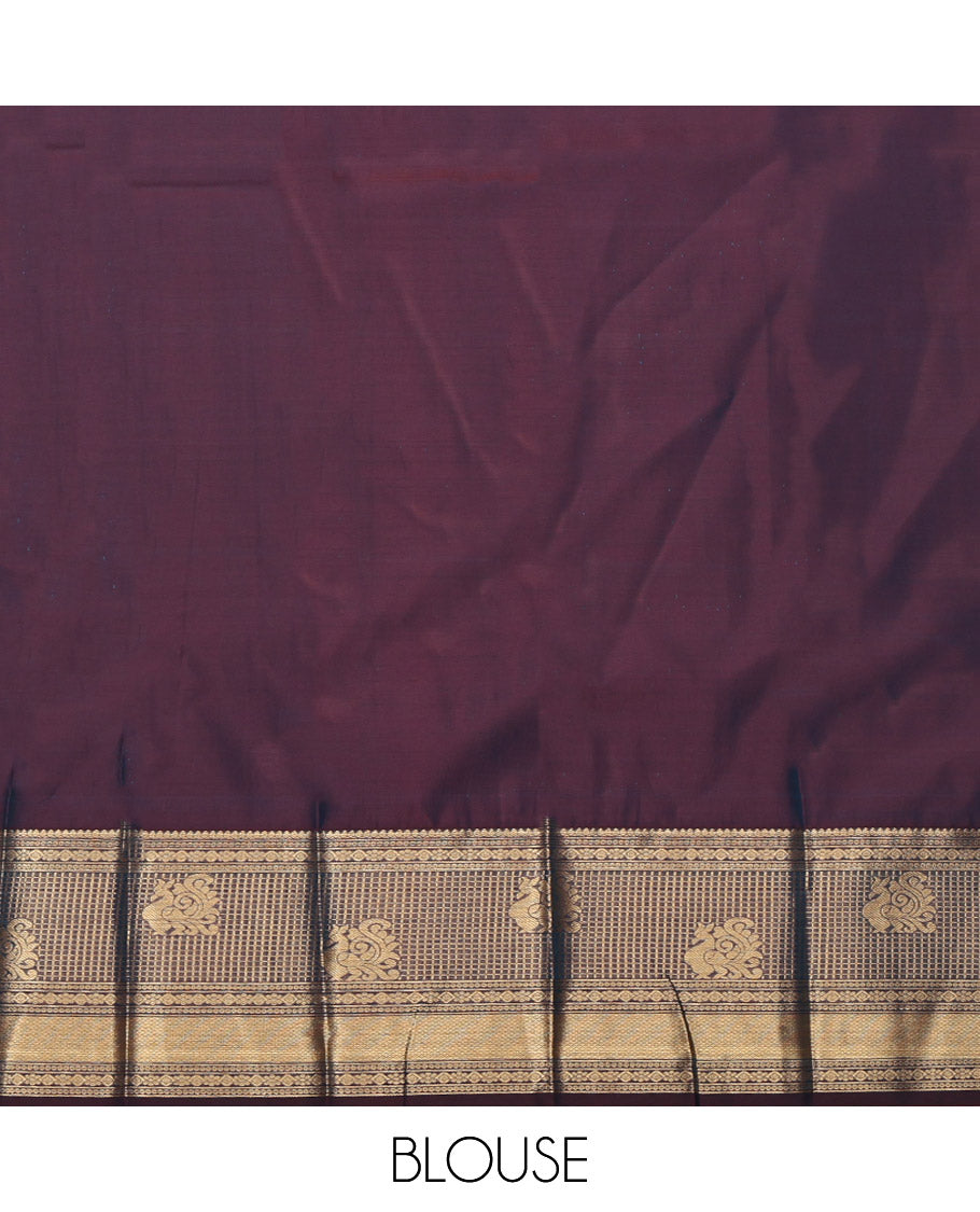 Green Budget Silk Saree, Elevated with Zari Buttas, Complemented by a Contrast Traditional Zari Border, Grand Pallu, and a Contrast Blouse