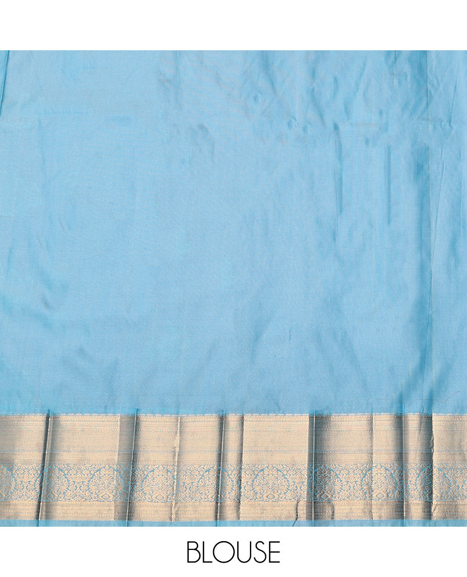 Rani Pink Budget Silk Saree, Detailed with Zari Buttas, Complemented by a Contrast Traditional Zari Border, Intricate Pallu, and a Contrast Blouse