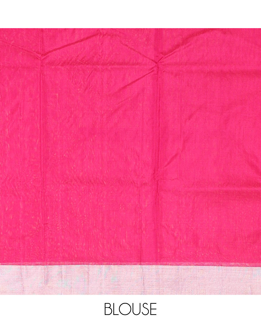 Purple floral motifs chanderi cotton saree with contrast zari border & striped pallu