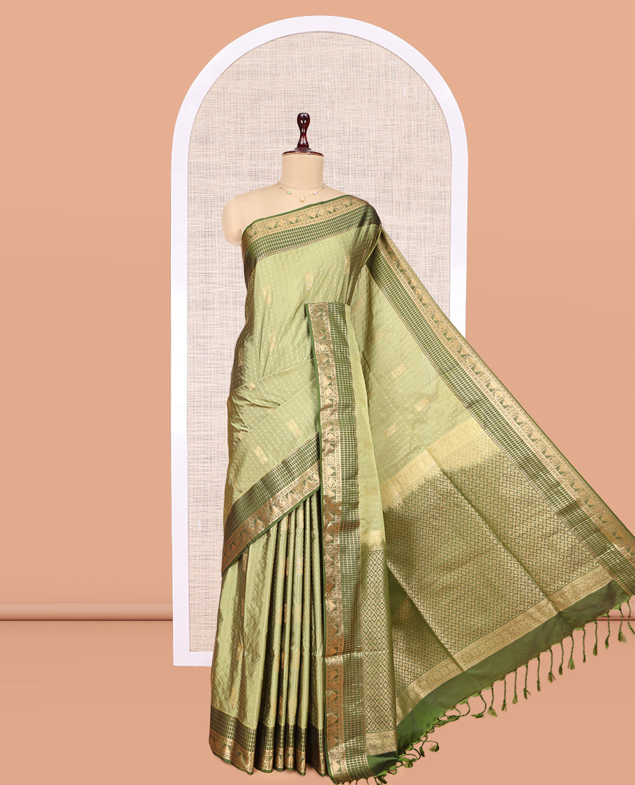 Dark Green Contrast Traditional Budget Silk Saree