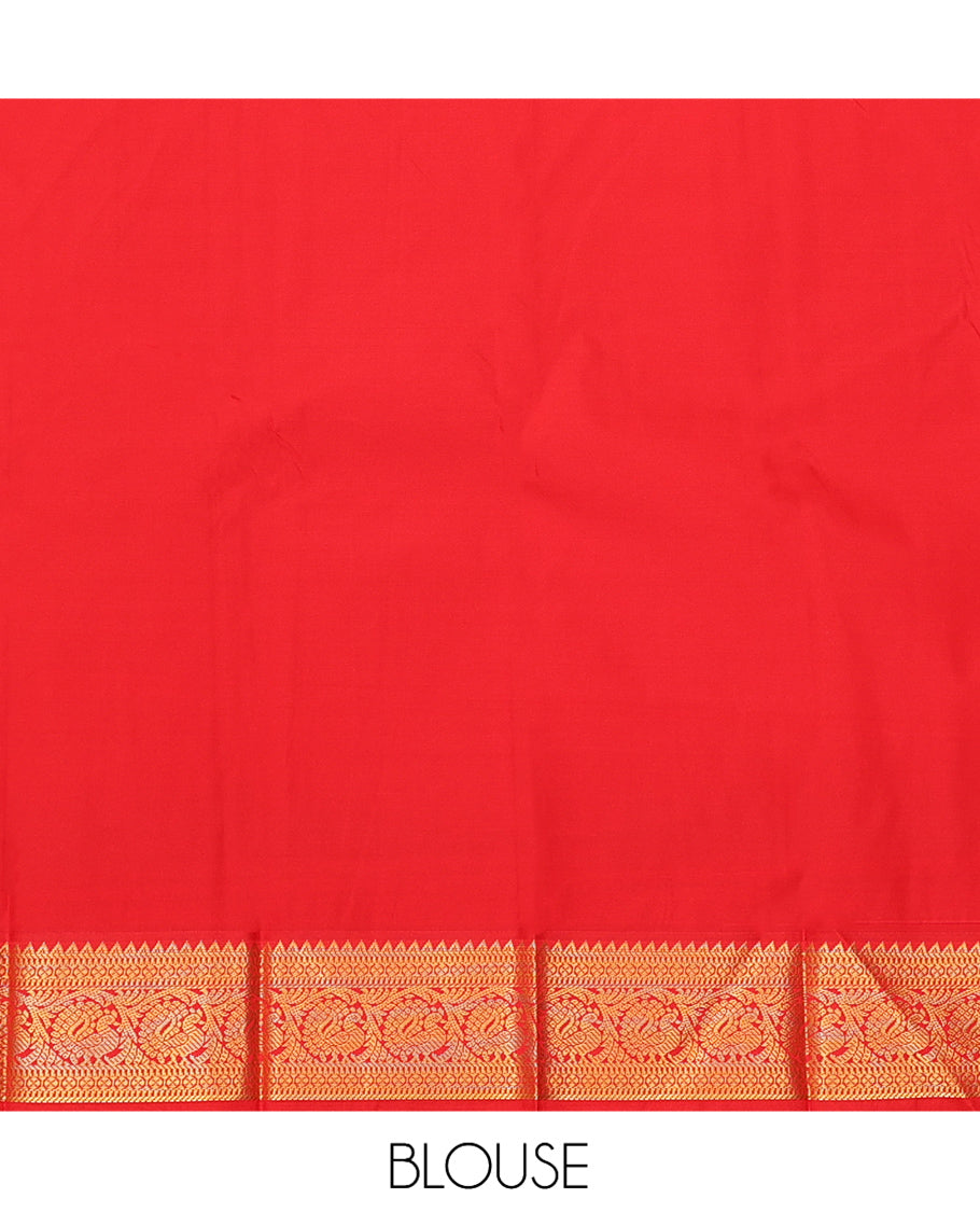Blue Budget Silk Saree, Adorned with Zari Buttas and Stripes, a Contrast Traditional Zari Border, Jaal Pallu, and a Contrast Blouse