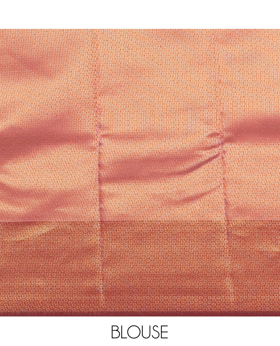 Cream-Red Elite Soft Silk Saree, Adorned with Buttas, Contrast Traditional Rettai Pettu Border, Striped Pallu, and Contrast Blouse